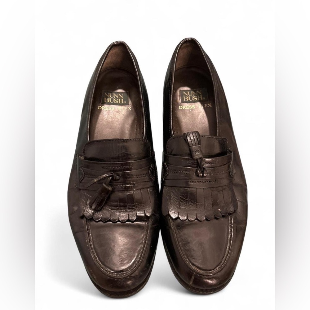 Nunn Bush Brown Leather Loafers with Kiltie Fringe